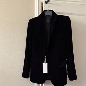 Mango Black Velvet Blazer for Women